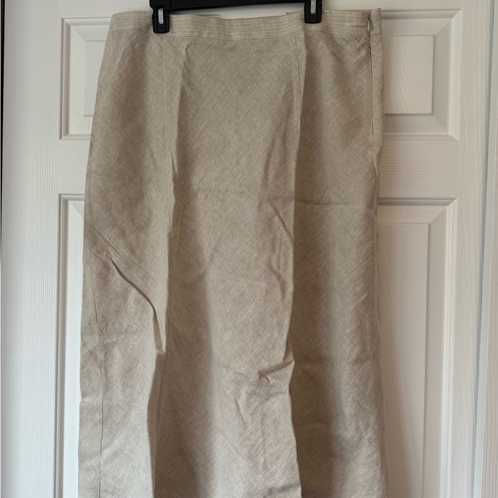 J. Crew Beige Linen Midi Skirt